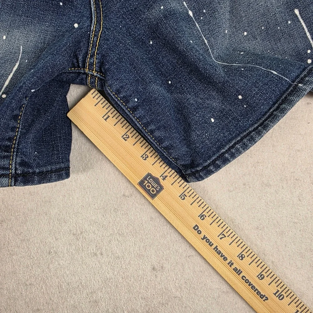 Old Navy Boyfriend Denim Shorts Womens 14 Dark Wash Distressed Paint Splatter 4
